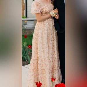 Floral Cream Prom Dress Worn Twice